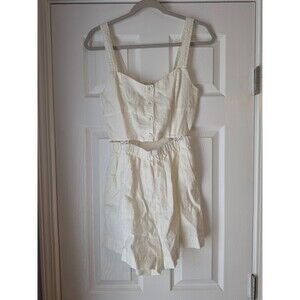 Madewell 100% Linen Modular Sleeveless Romper in Lighthouse Size 6